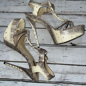 Rachael Zoe Valerie Beige snake  heel.